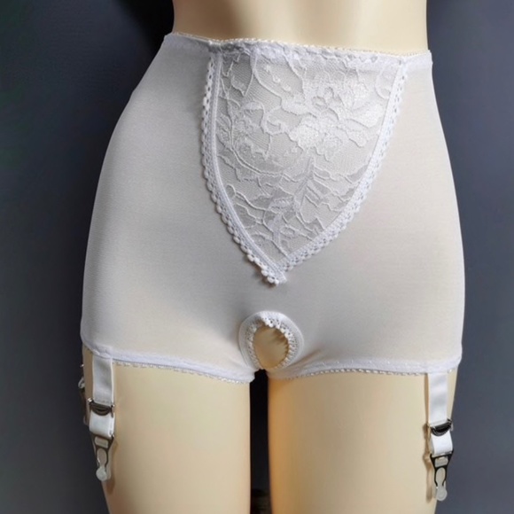 L/XL RED Crotchless Girdle Pantie, Garter Belt Pantie, Waist size 24" to 34" - Picture 7 of 8